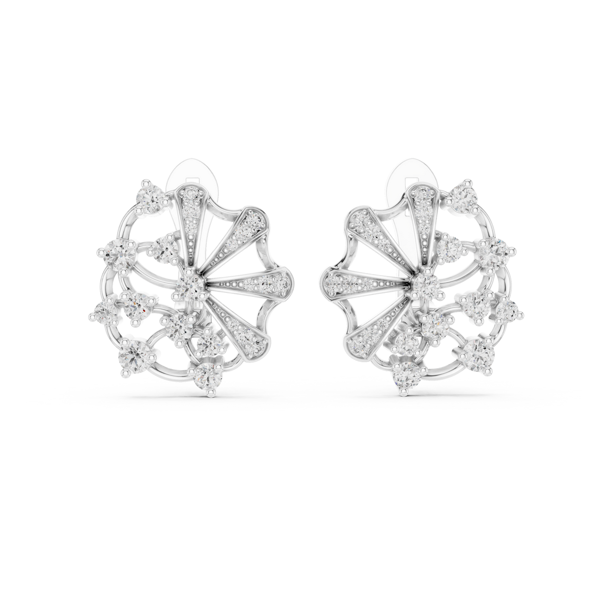 Rosalienne Floral Fan Lab Grown Diamond Stud Earrings
