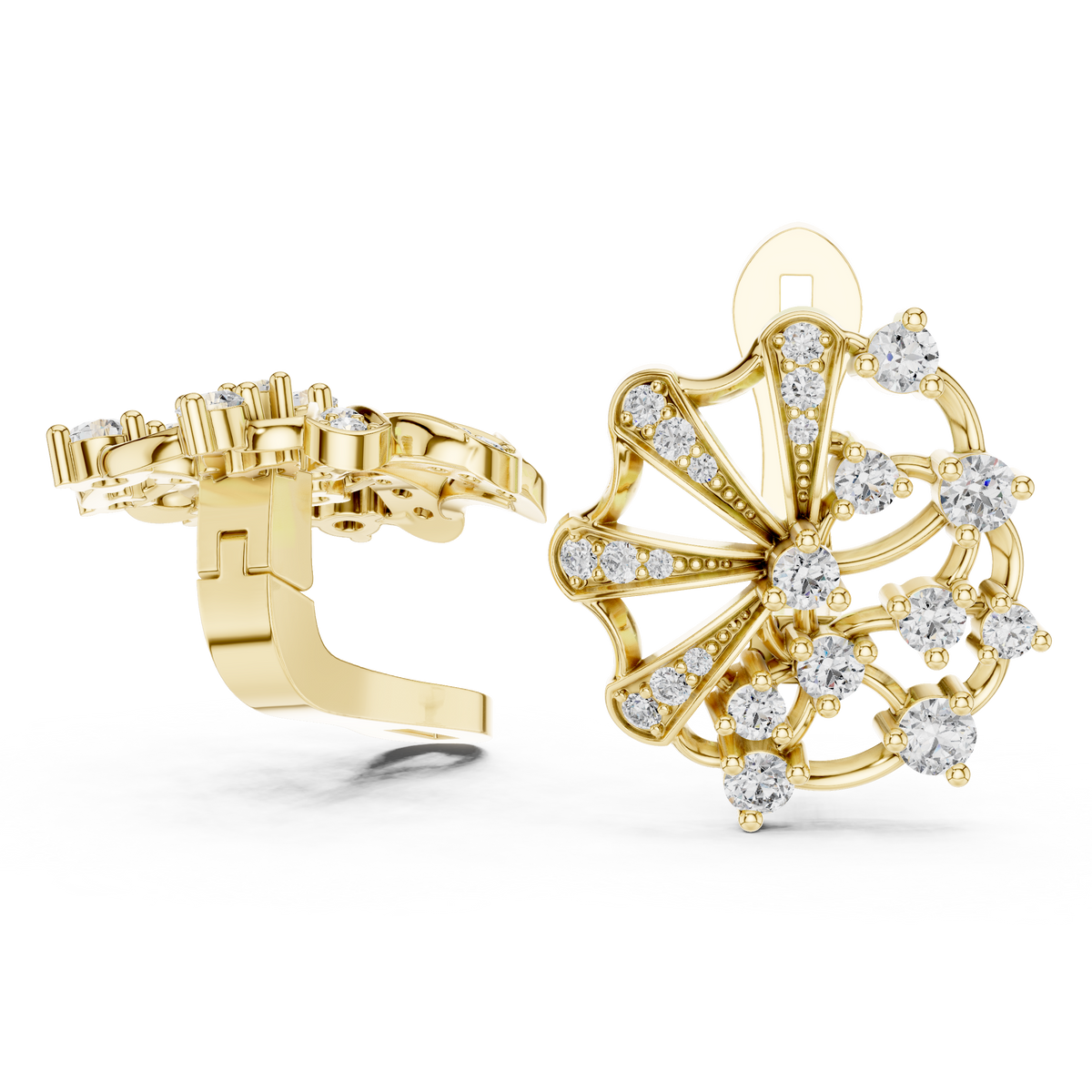 Rosalienne Floral Fan Lab Grown Diamond Stud Earrings