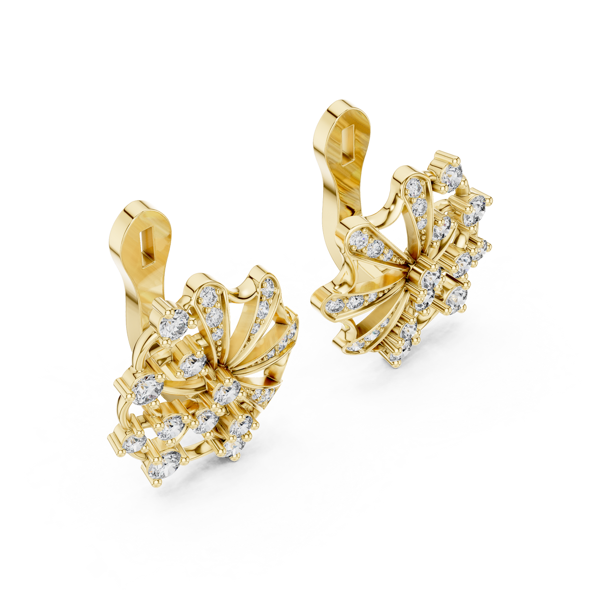 Rosalienne Floral Fan Lab Grown Diamond Stud Earrings