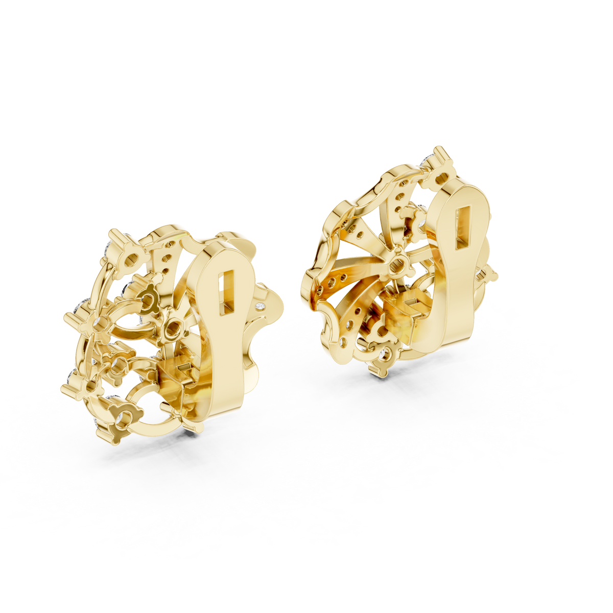 Rosalienne Floral Fan Lab Grown Diamond Stud Earrings