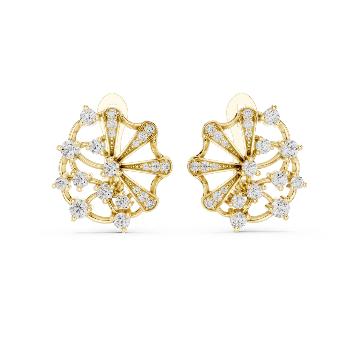 Rosalienne Floral Fan Lab Grown Diamond Stud Earrings