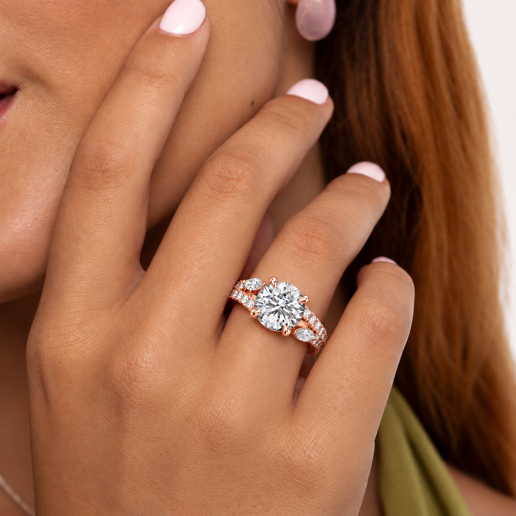 Rosé Petal Lab Grown Diamond Three-Stone Ring