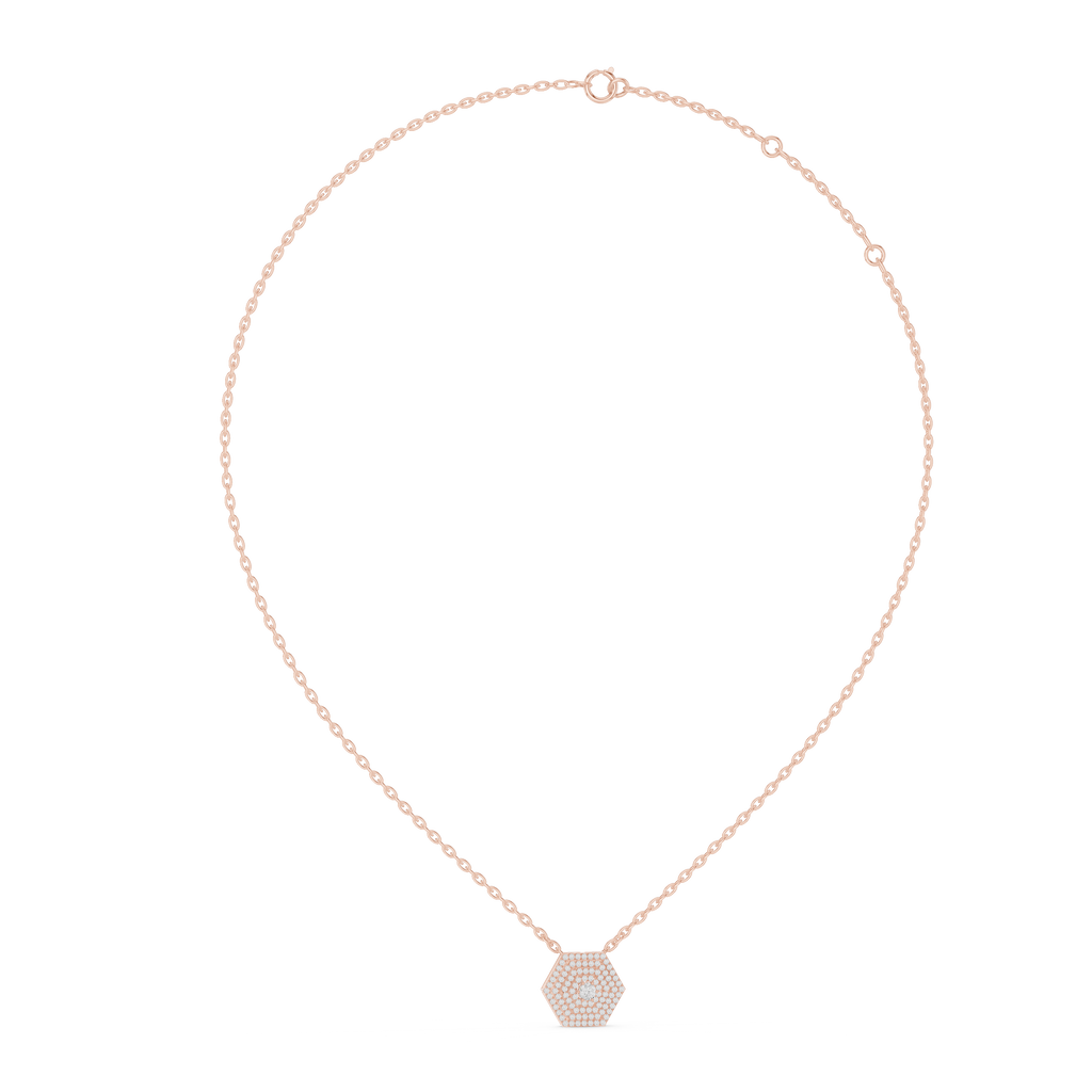 Elara Hexagon Pavé Lab Grown Diamond Pendant Necklace