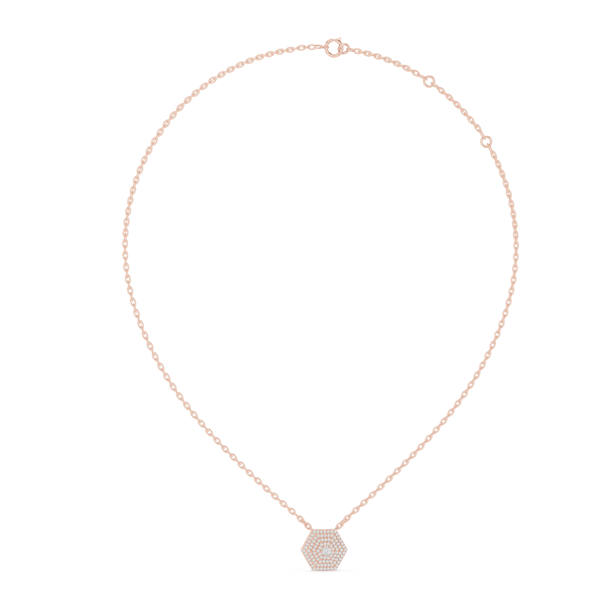 Elara Hexagon Pavé Lab Grown Diamond Pendant Necklace