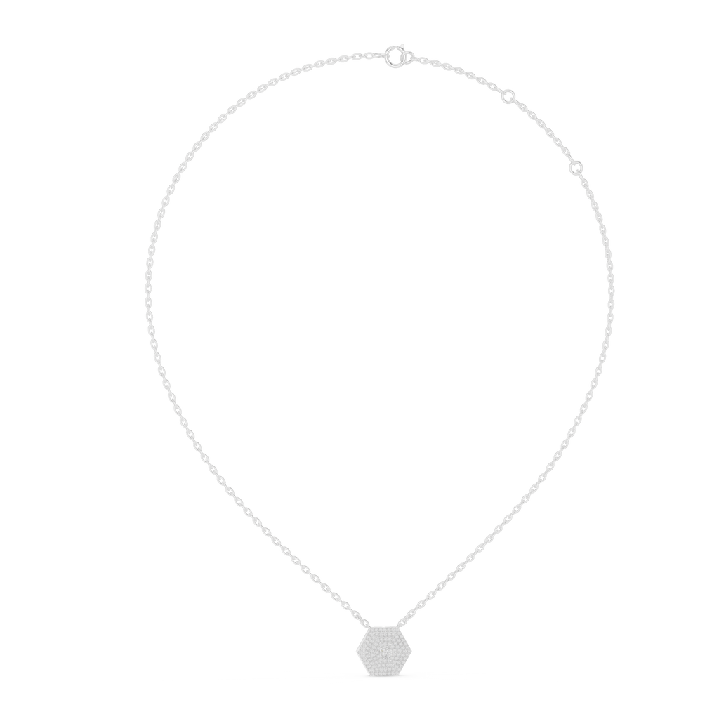 Elara Hexagon Pavé Lab Grown Diamond Pendant Necklace