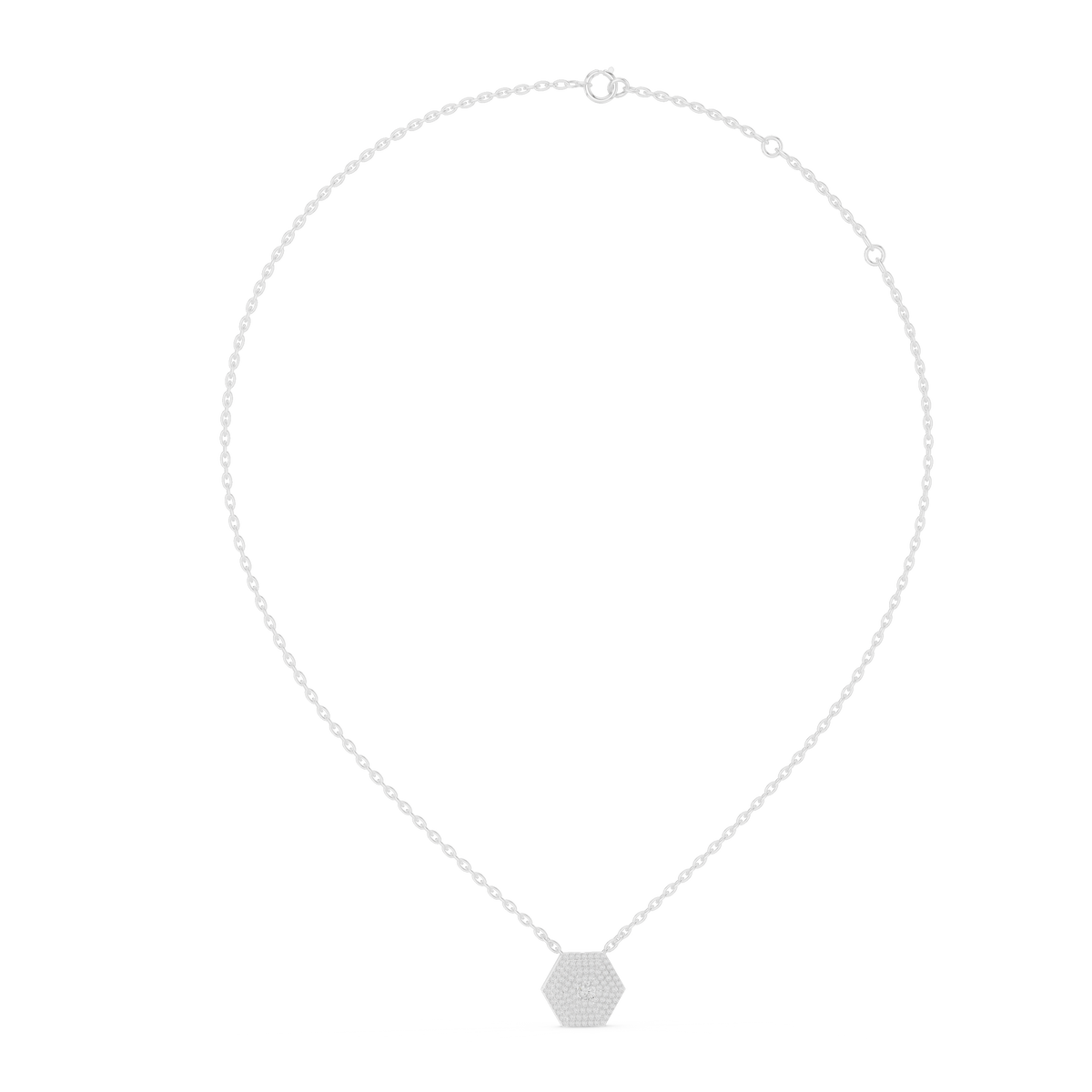Elara Hexagon Pavé Lab Grown Diamond Pendant Necklace