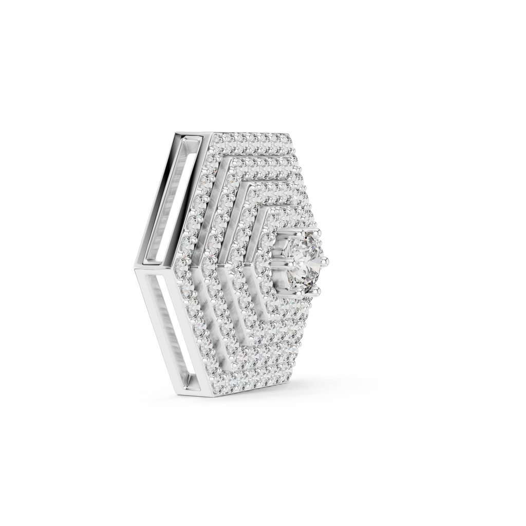 Elara Hexagon Pavé Lab Grown Diamond Pendant Necklace