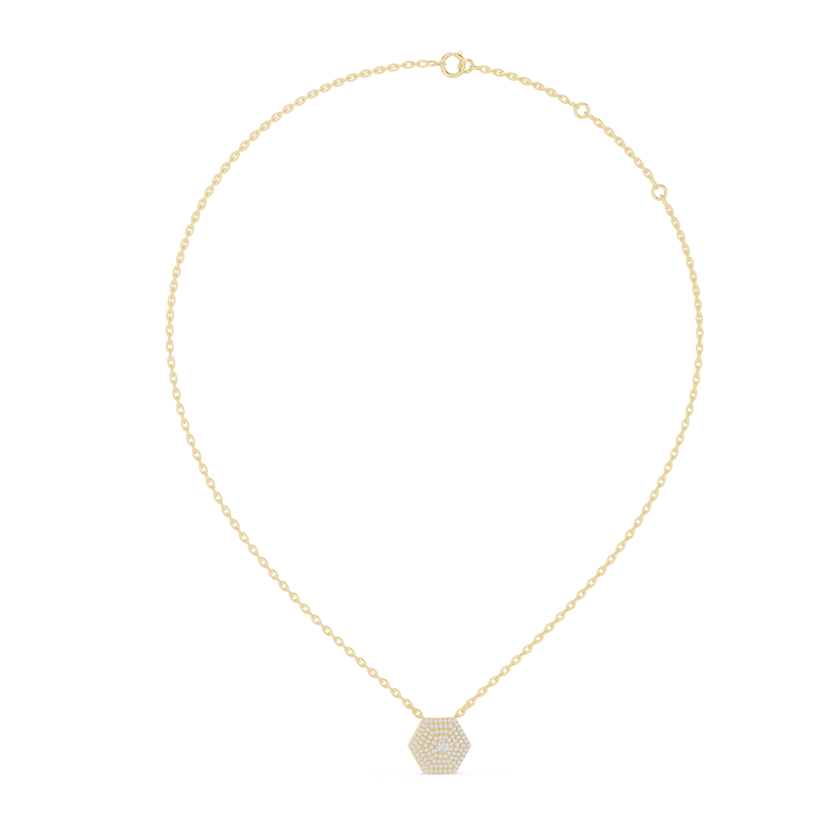 Elara Hexagon Pavé Lab Grown Diamond Pendant Necklace