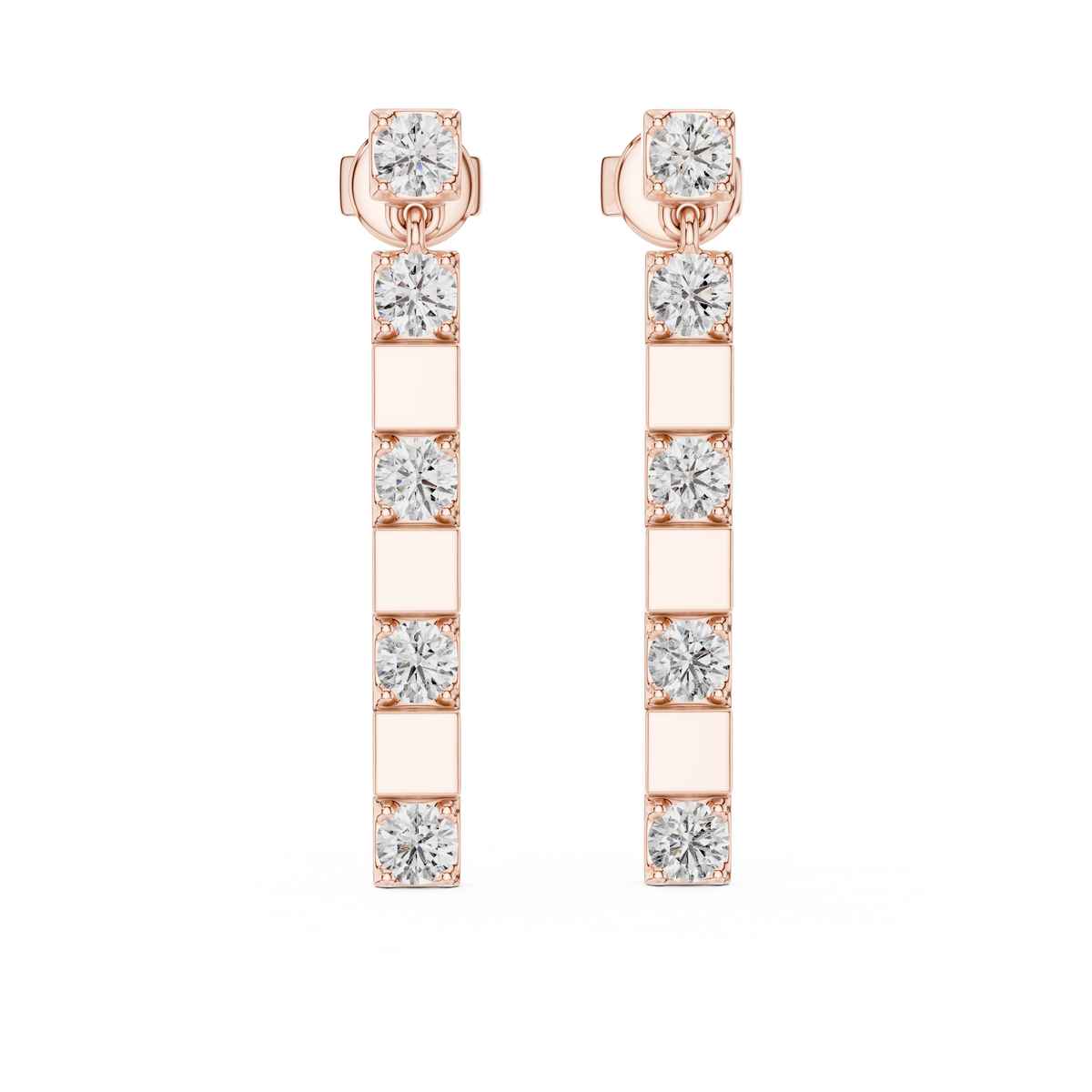 Elvara Geometric Lab Grown Diamond Bar Drop Earrings.