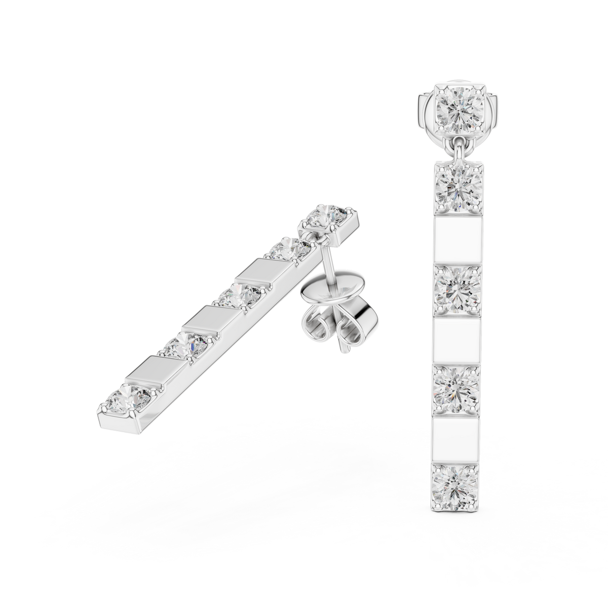 Elvara Geometric Lab Grown Diamond Bar Drop Earrings.