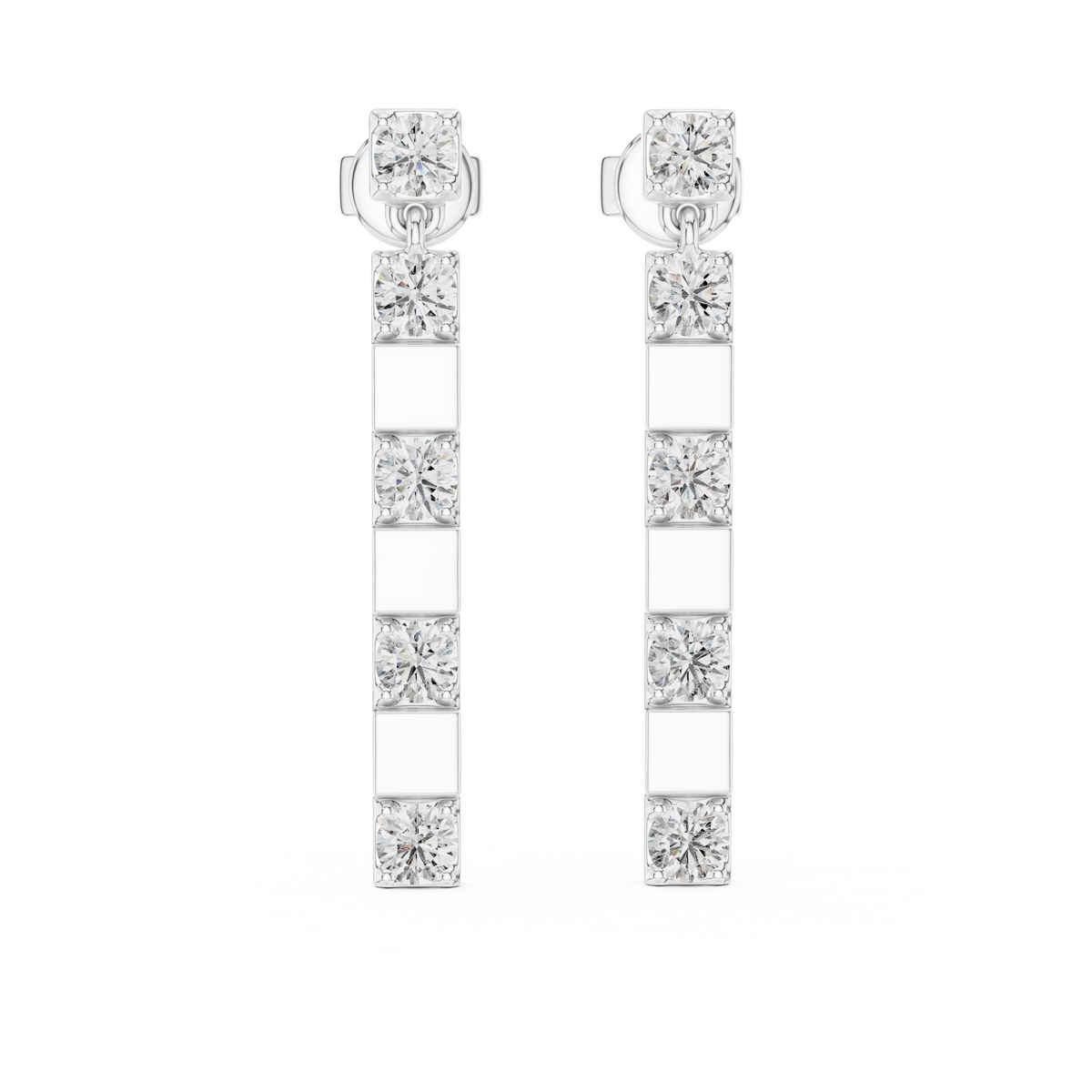 Elvara Geometric Lab Grown Diamond Bar Drop Earrings.