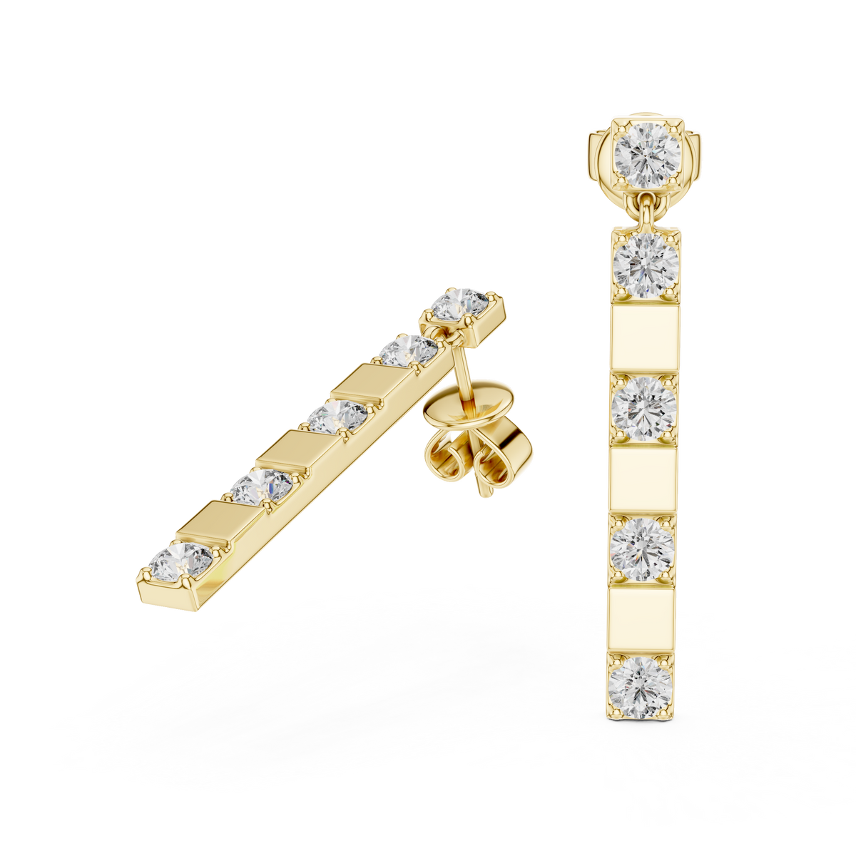 Elvara Geometric Lab Grown Diamond Bar Drop Earrings.