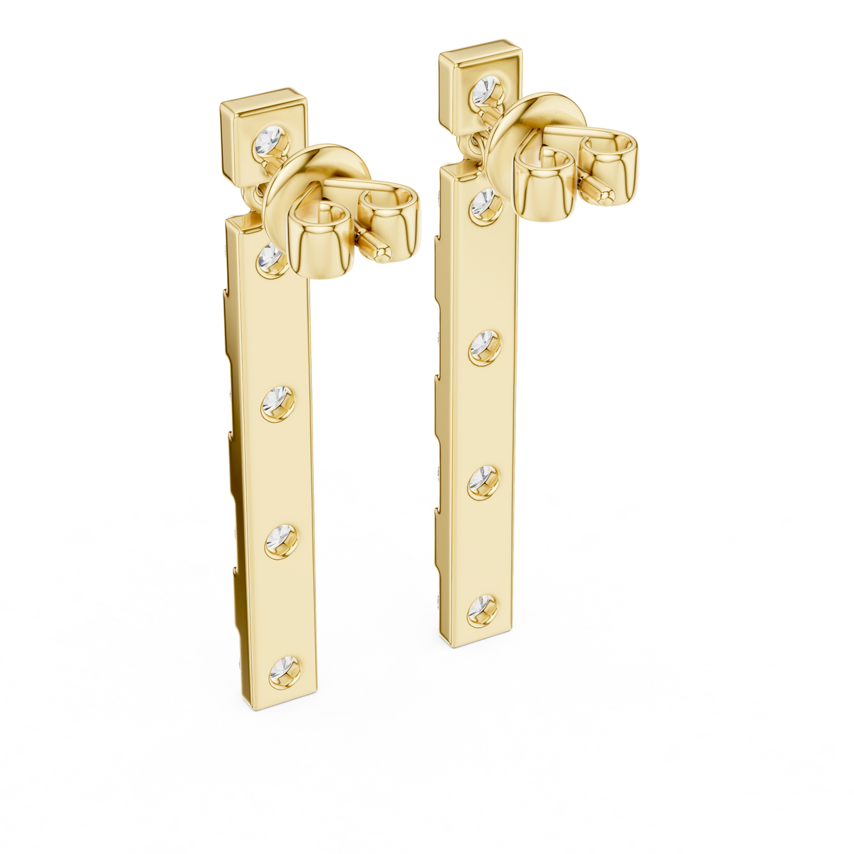 Elvara Geometric Lab Grown Diamond Bar Drop Earrings.