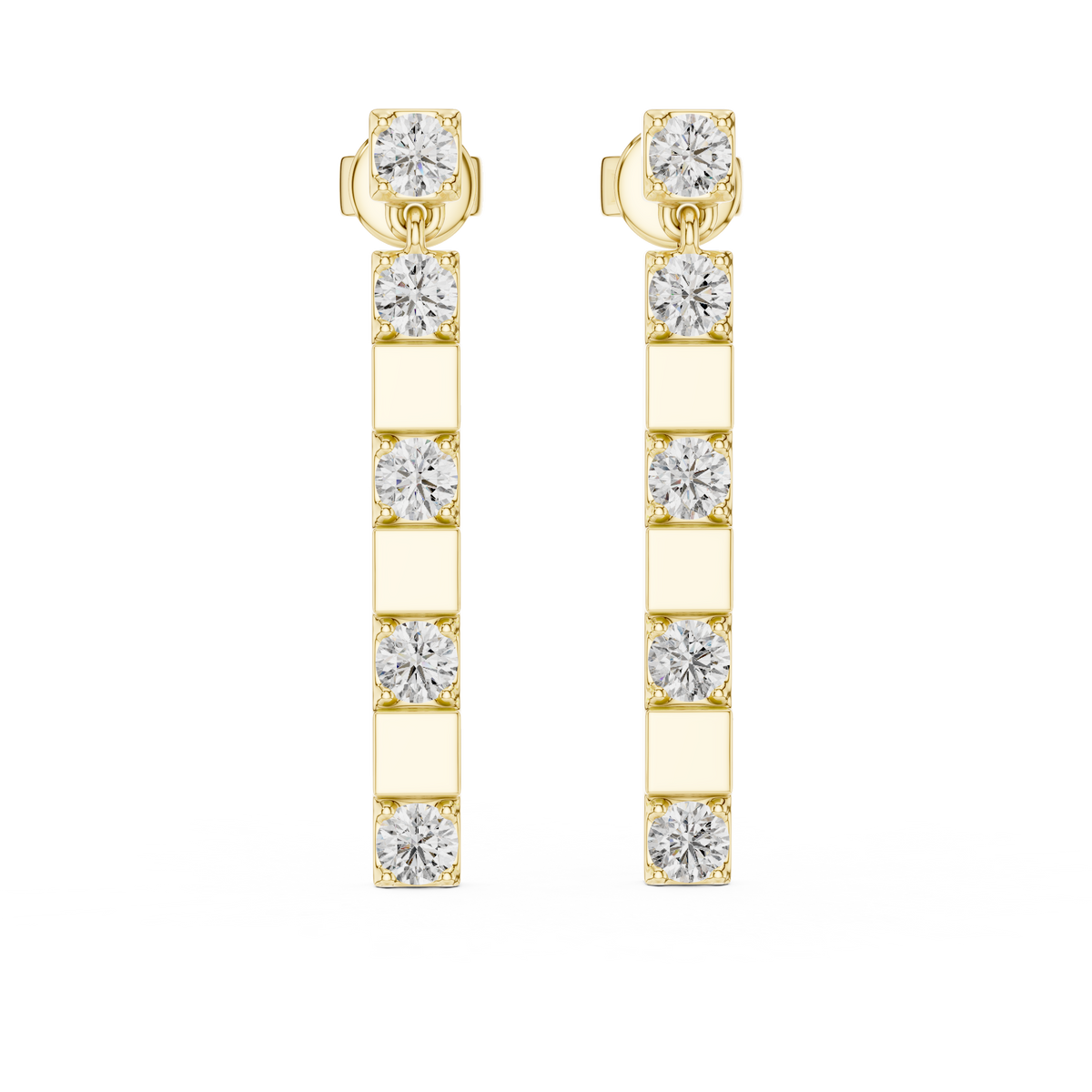 Elvara Geometric Lab Grown Diamond Bar Drop Earrings.
