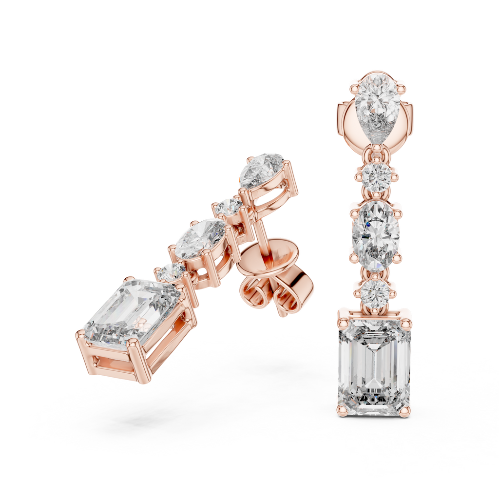 Elarienne Floral Cascade Lab Grown Diamond Drop Earrings