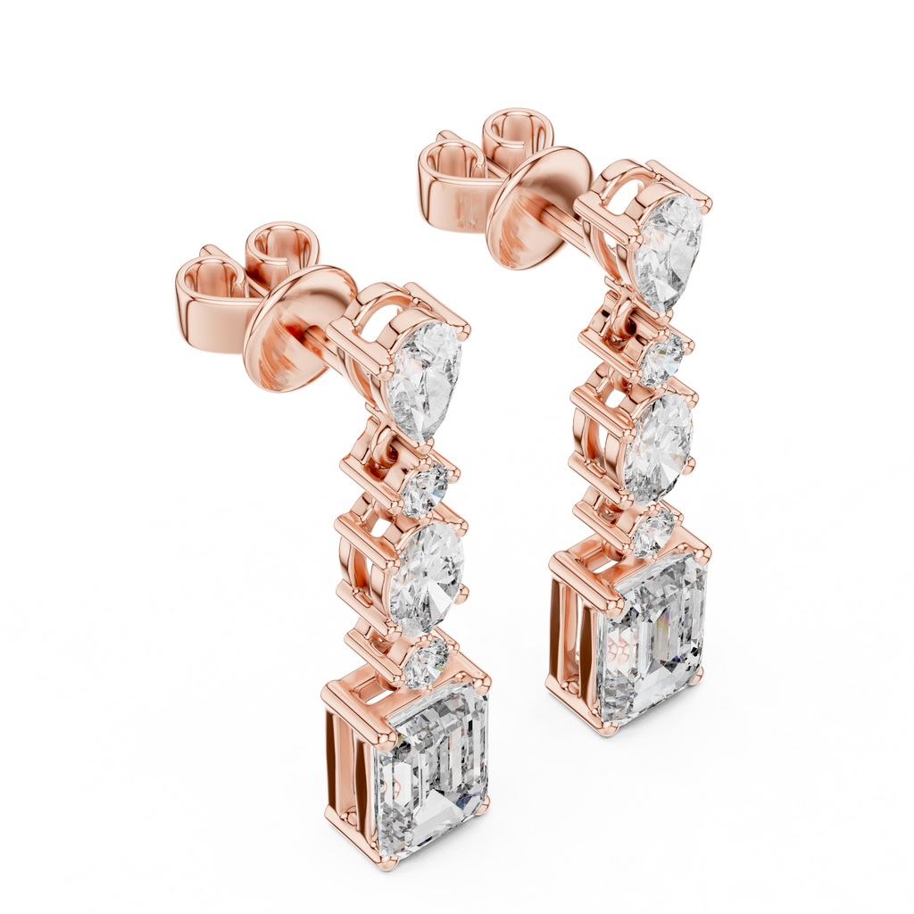 Elarienne Floral Cascade Lab Grown Diamond Drop Earrings