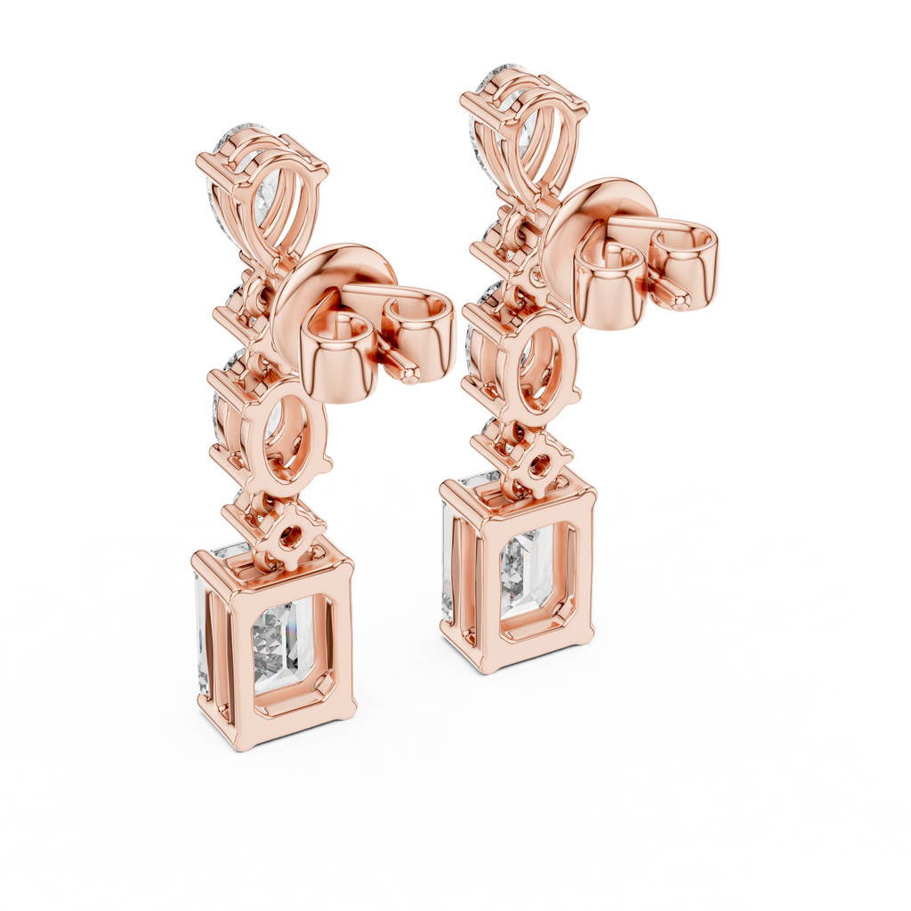 Elarienne Floral Cascade Lab Grown Diamond Drop Earrings
