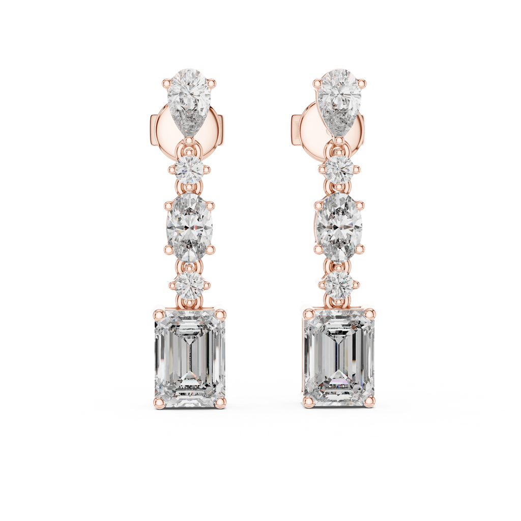 Elarienne Floral Cascade Lab Grown Diamond Drop Earrings