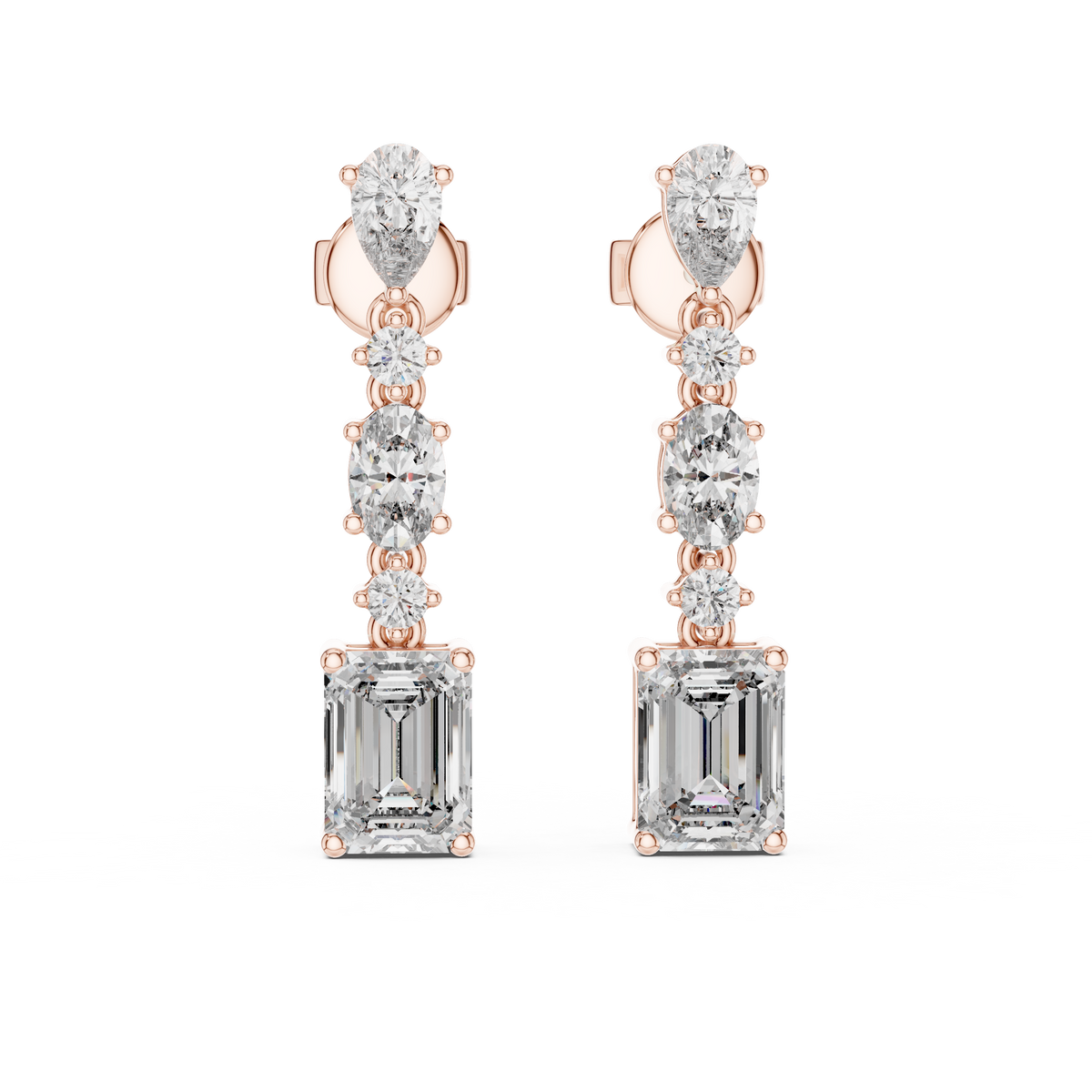 Elarienne Floral Cascade Lab Grown Diamond Drop Earrings