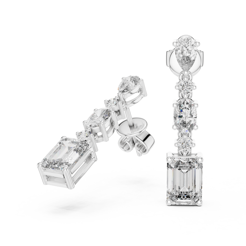 Elarienne Floral Cascade Lab Grown Diamond Drop Earrings