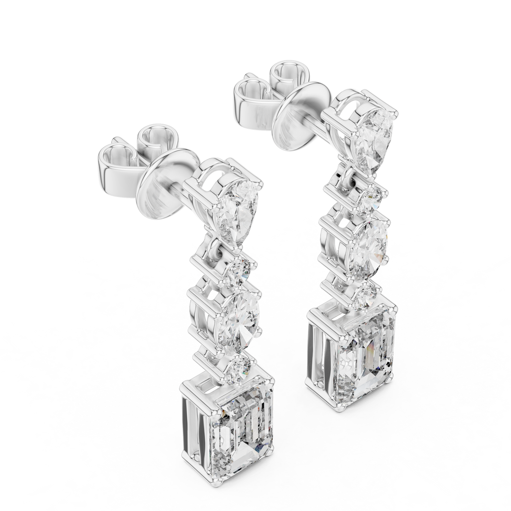 Elarienne Floral Cascade Lab Grown Diamond Drop Earrings