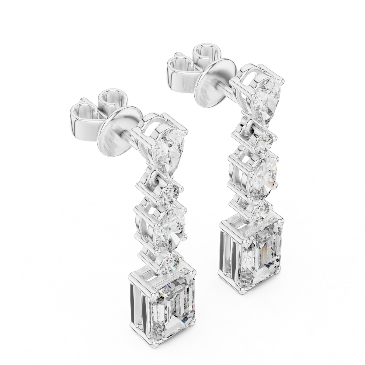 Elarienne Floral Cascade Lab Grown Diamond Drop Earrings