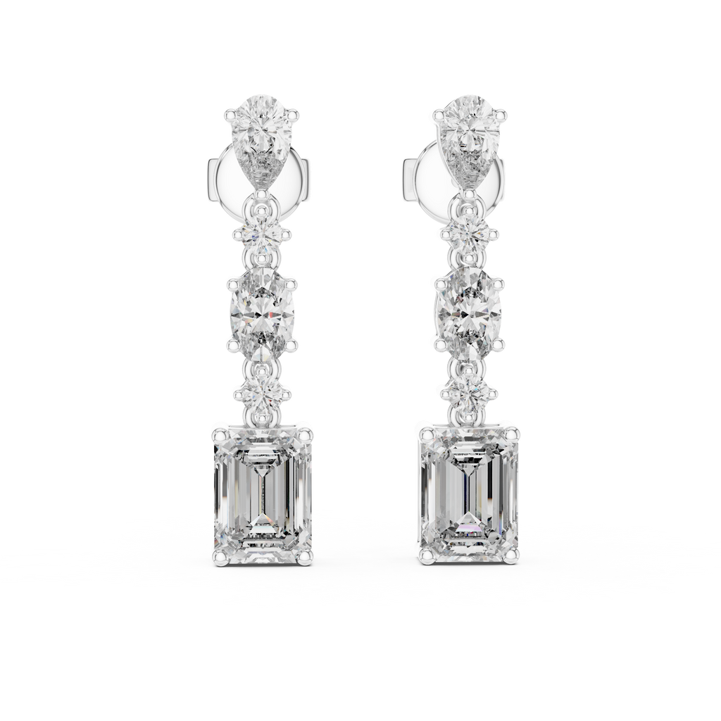 Elarienne Floral Cascade Lab Grown Diamond Drop Earrings