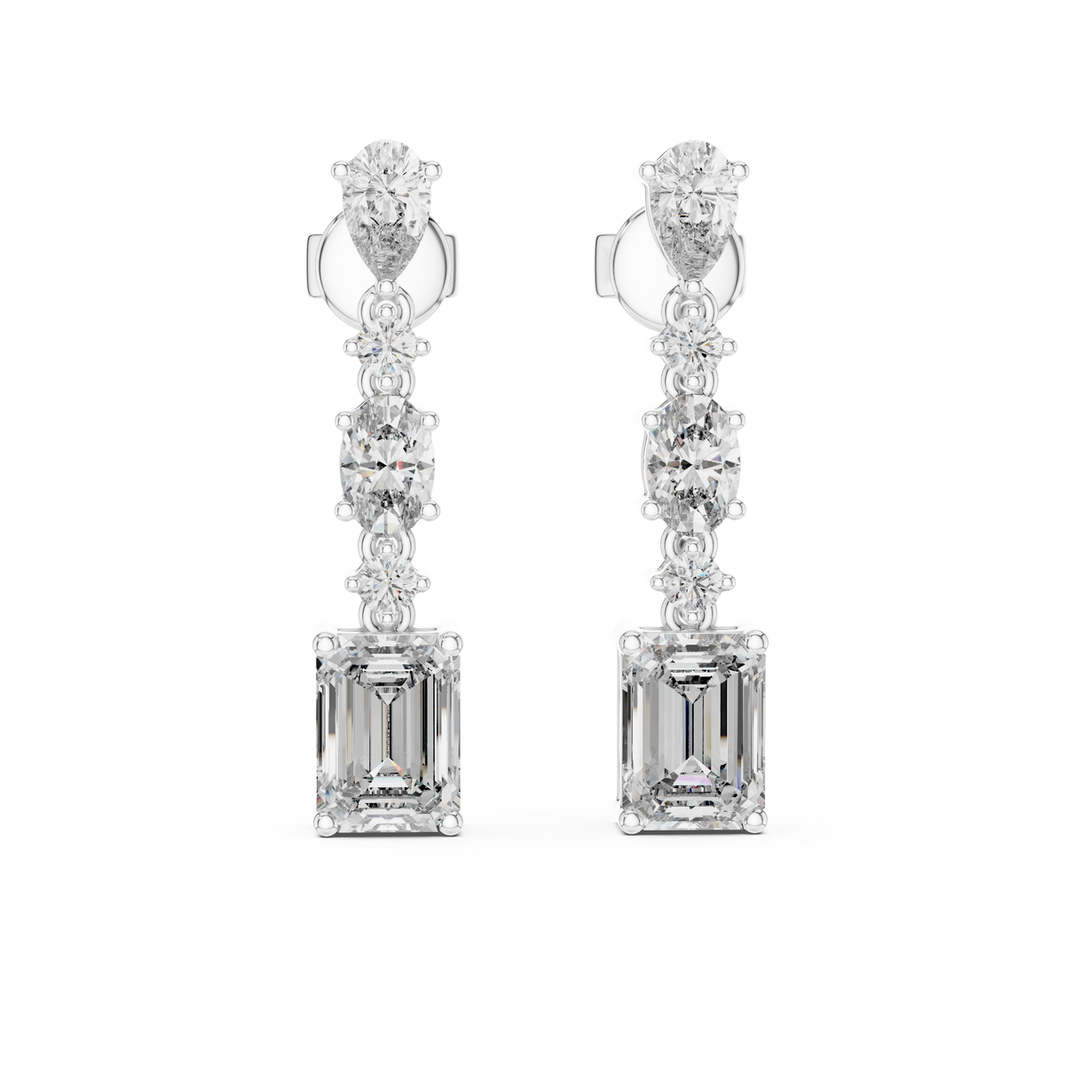Elarienne Floral Cascade Lab Grown Diamond Drop Earrings