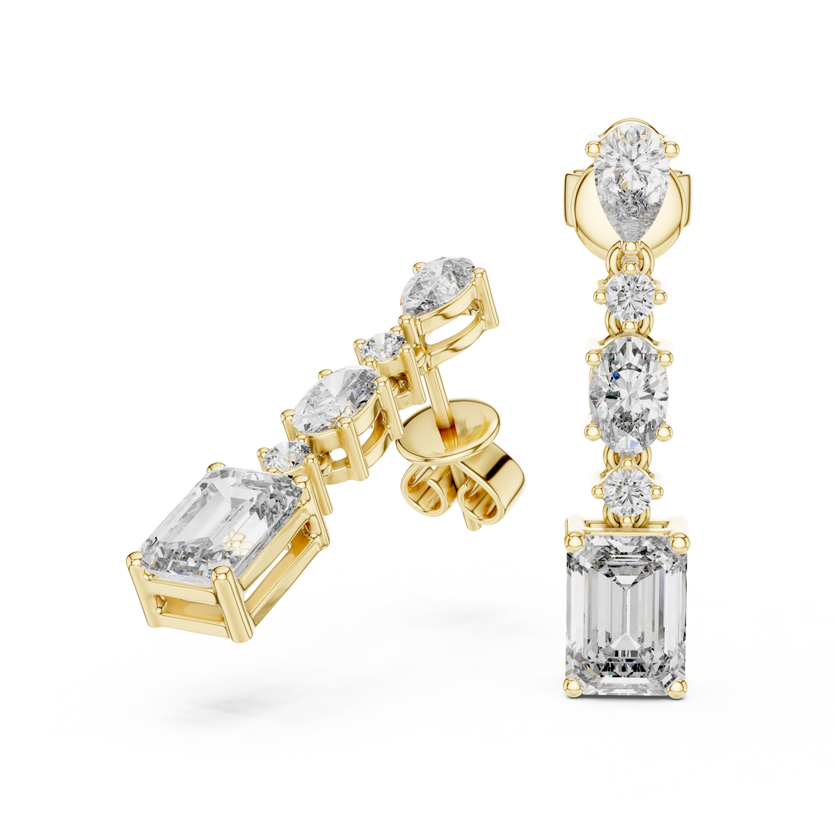 Elarienne Floral Cascade Lab Grown Diamond Drop Earrings
