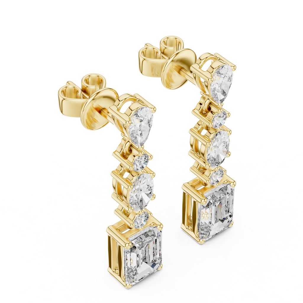 Elarienne Floral Cascade Lab Grown Diamond Drop Earrings