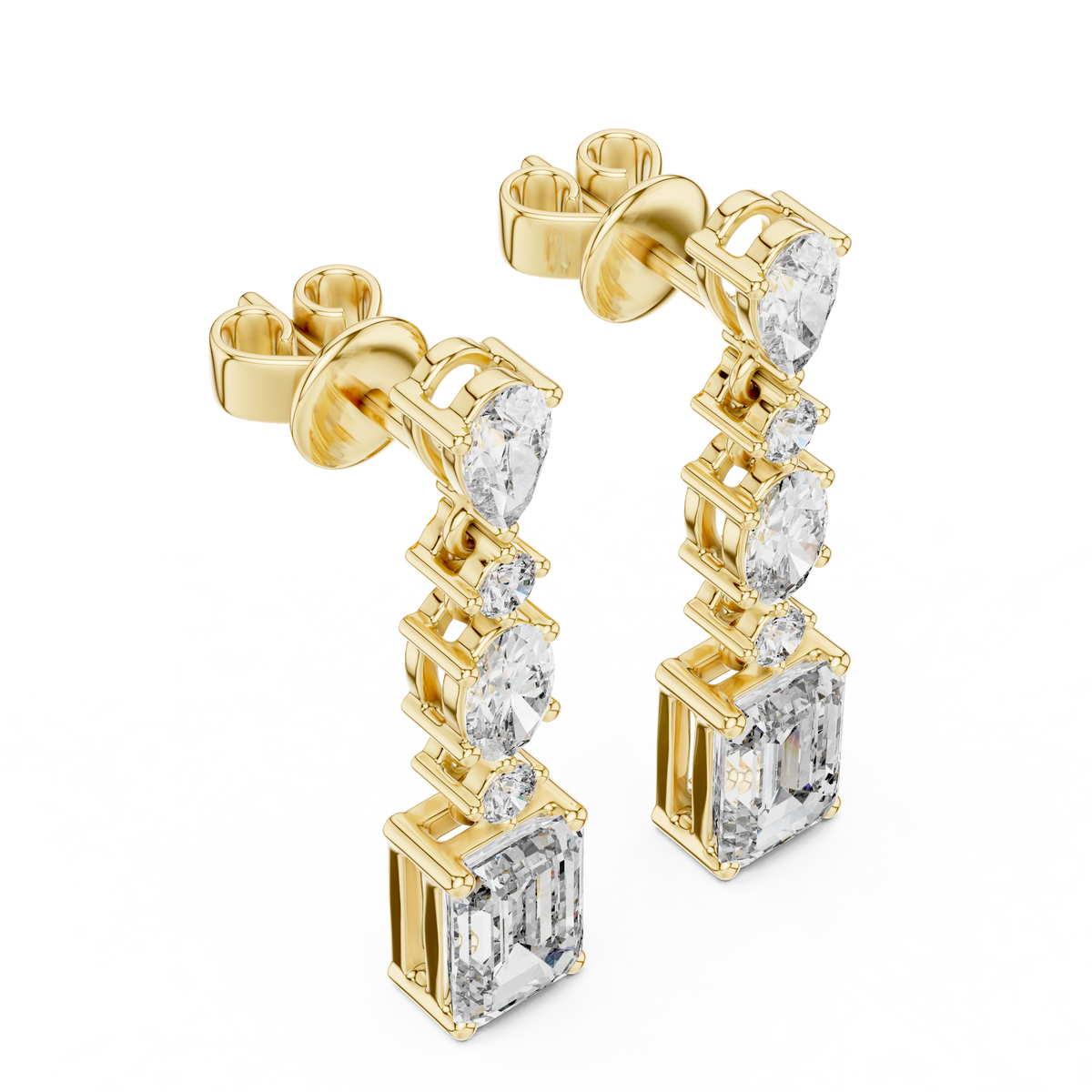 Elarienne Floral Cascade Lab Grown Diamond Drop Earrings