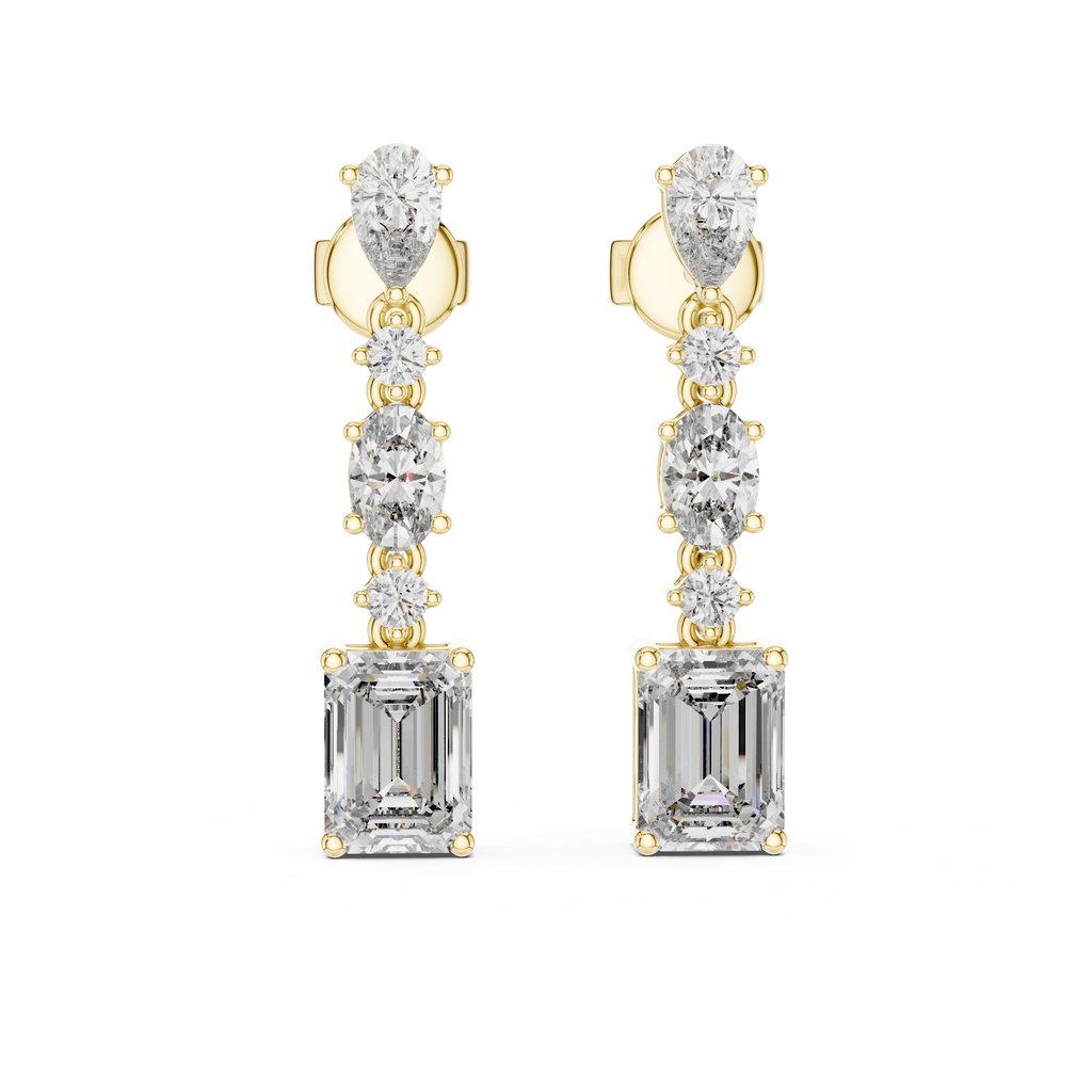 Elarienne Floral Cascade Lab Grown Diamond Drop Earrings