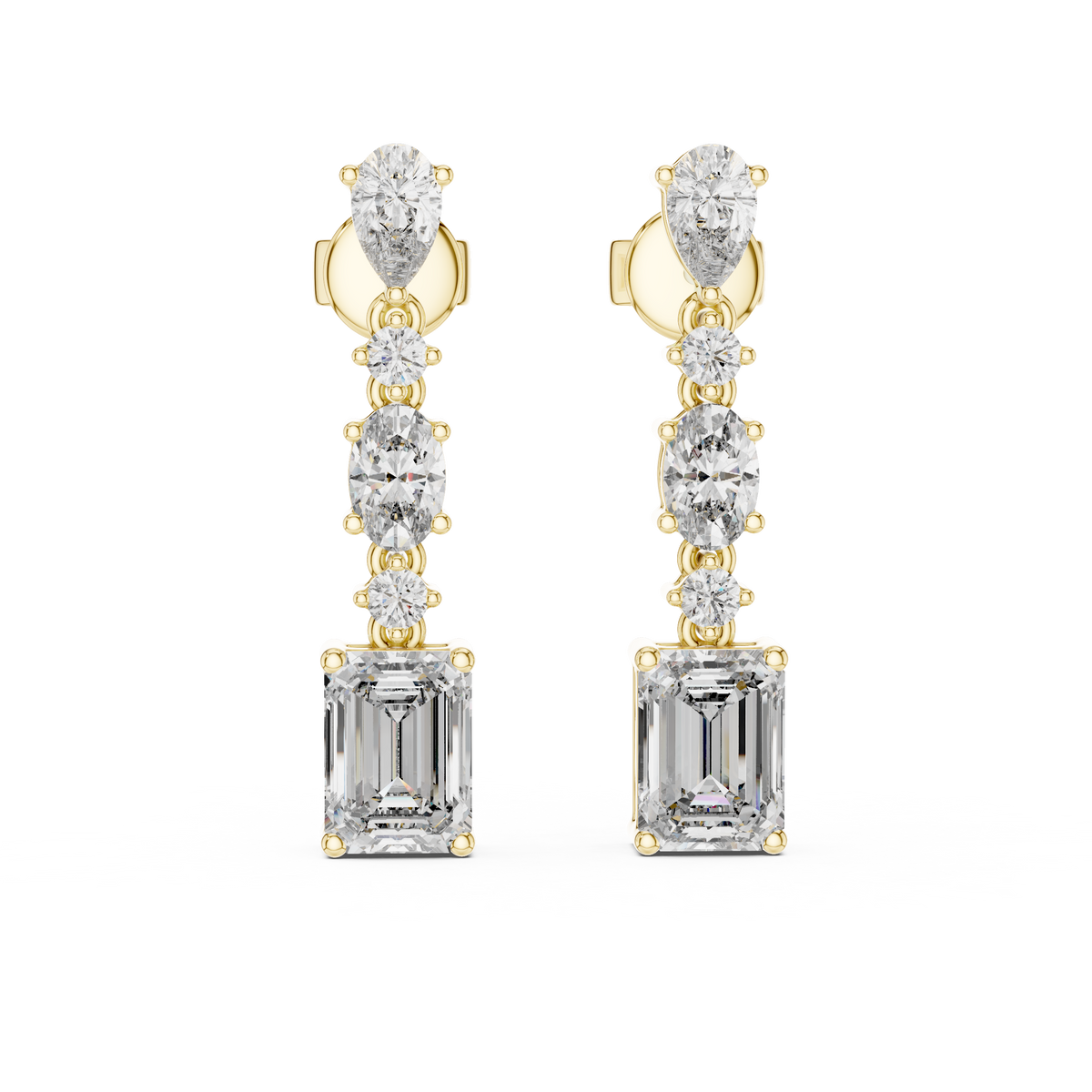 Elarienne Floral Cascade Lab Grown Diamond Drop Earrings