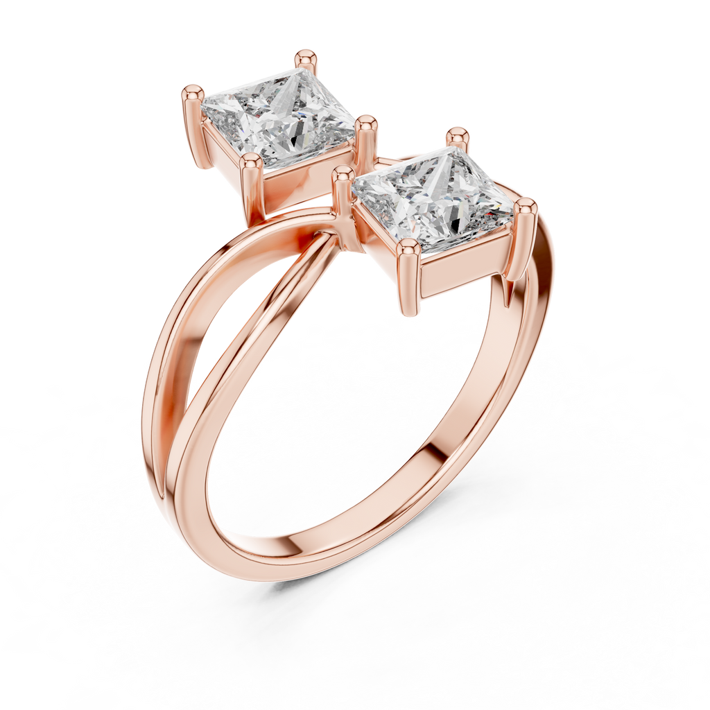Serenelle Princess-Cut Two-Stone Lab Grown Diamond Ring.