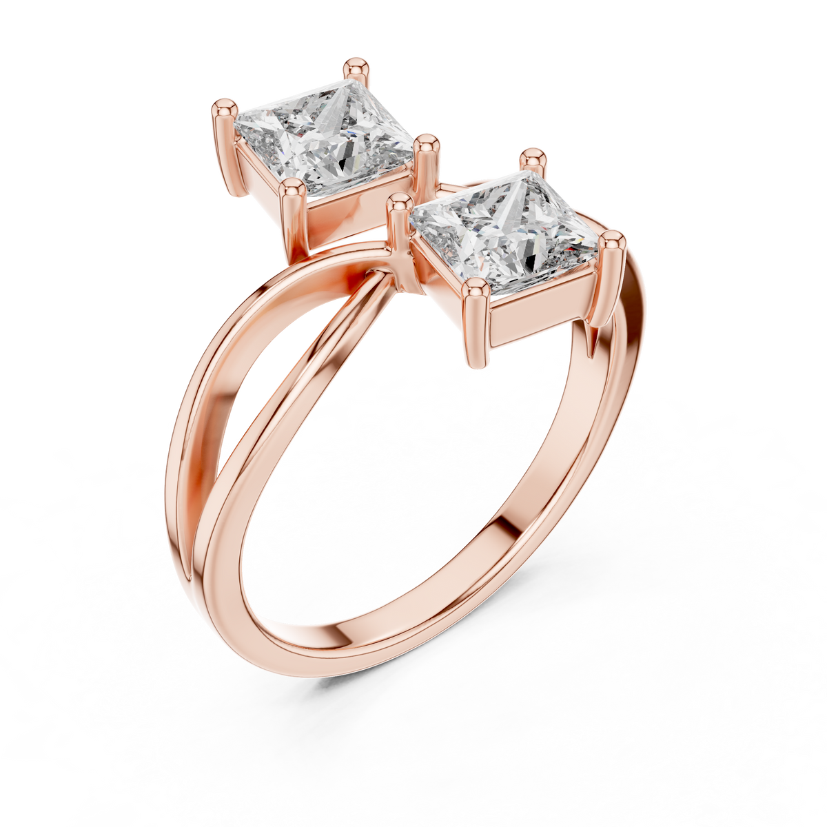 Serenelle Princess-Cut Two-Stone Lab Grown Diamond Ring.