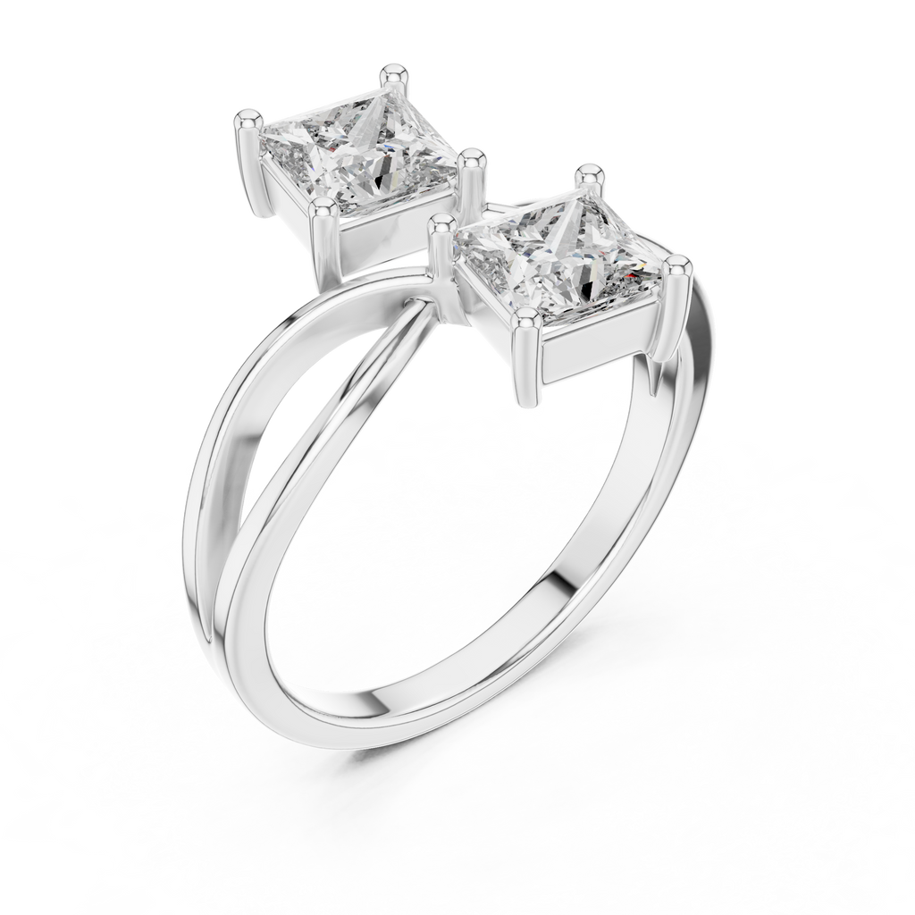 Serenelle Princess-Cut Two-Stone Lab Grown Diamond Ring.
