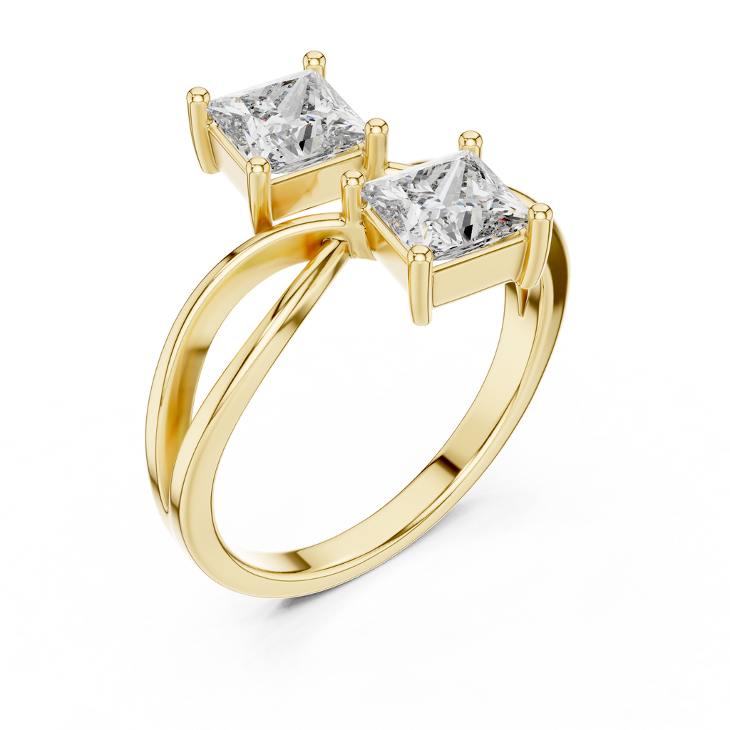 Serenelle Princess-Cut Two-Stone Lab Grown Diamond Ring.
