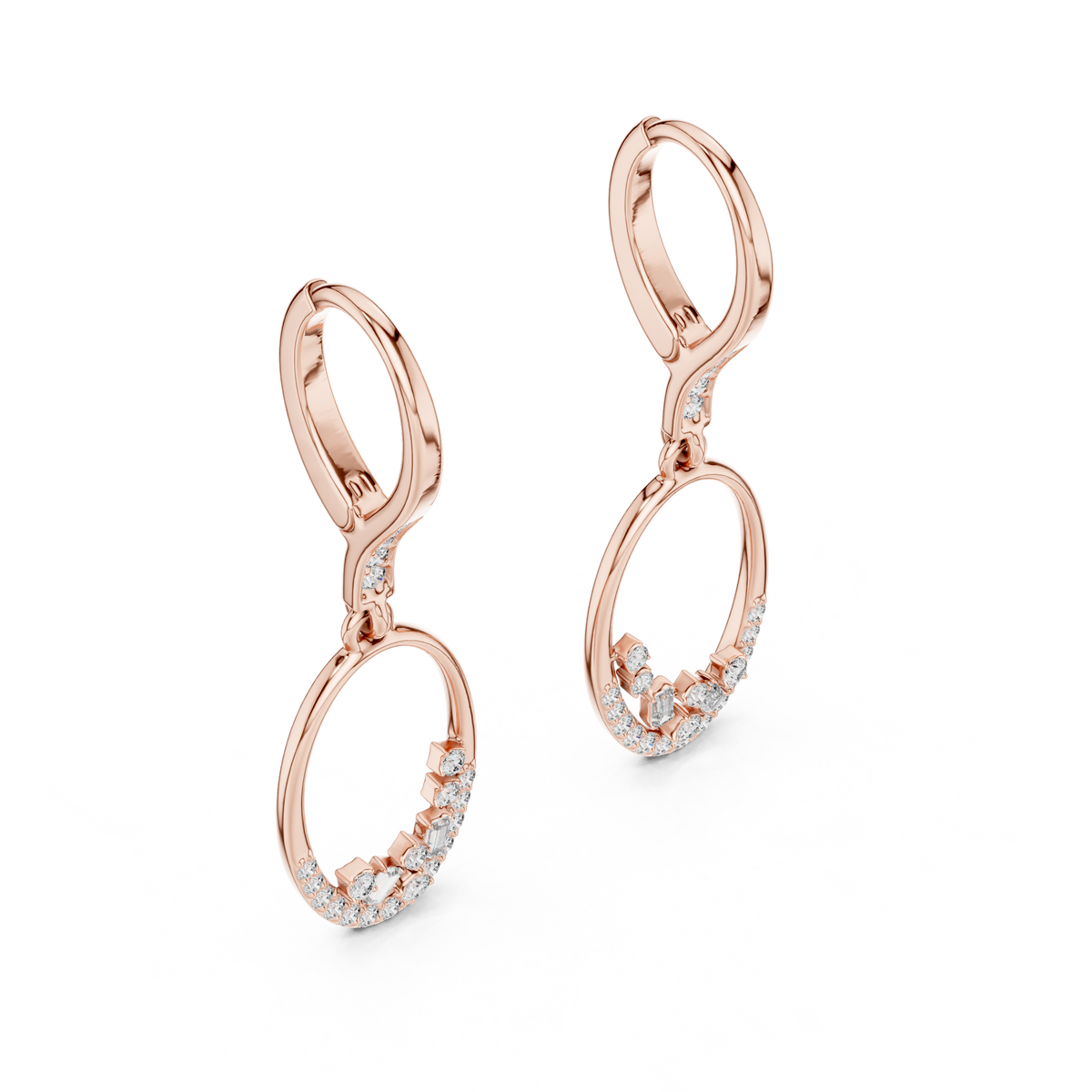 Elowira Double Oval Lab Grown Diamond Drop Earrings