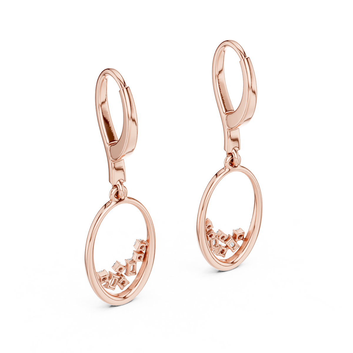 Elowira Double Oval Lab Grown Diamond Drop Earrings