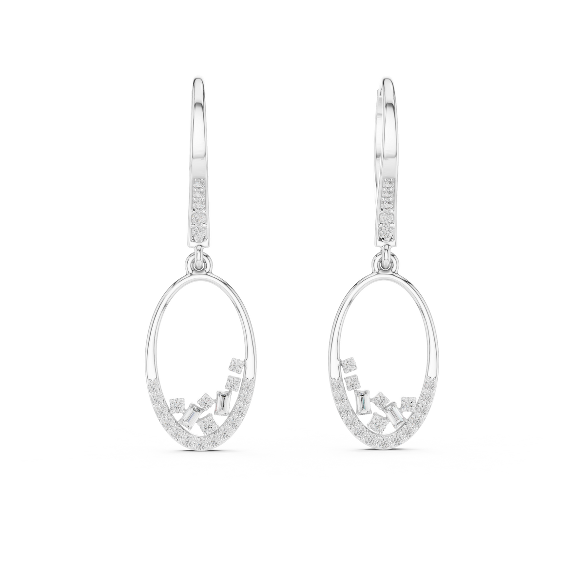 Elowira Double Oval Lab Grown Diamond Drop Earrings