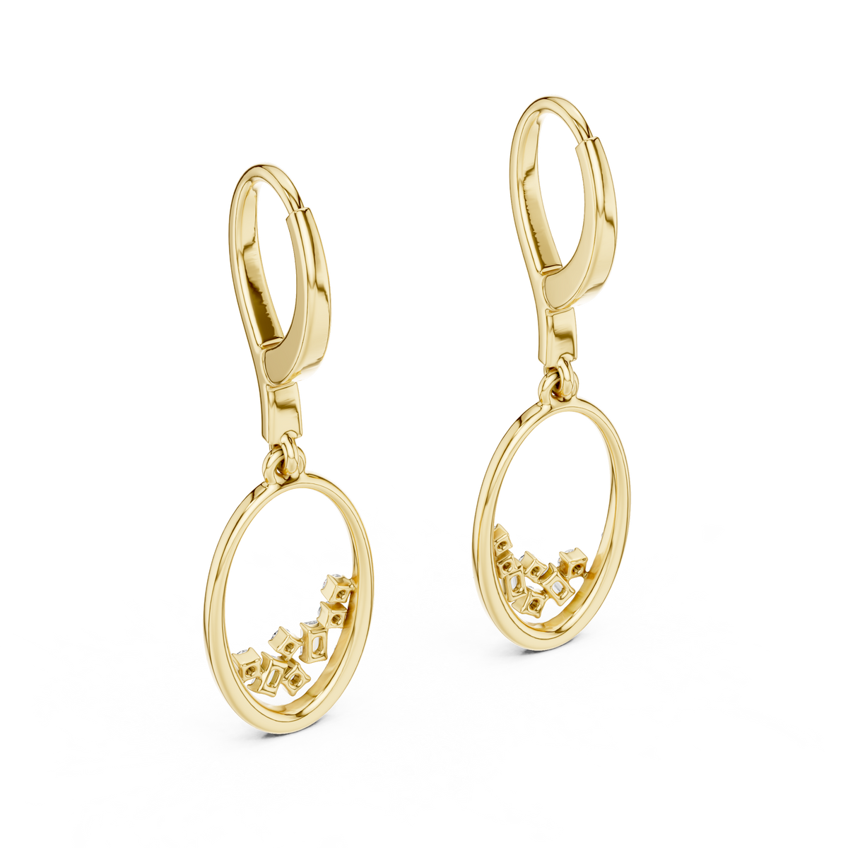 Elowira Double Oval Lab Grown Diamond Drop Earrings