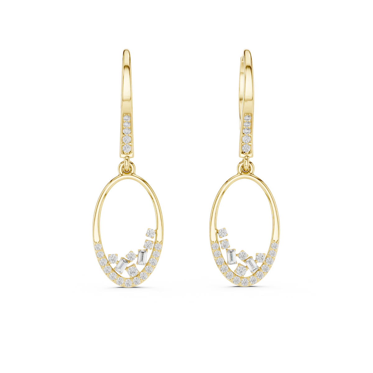 Elowira Double Oval Lab Grown Diamond Drop Earrings