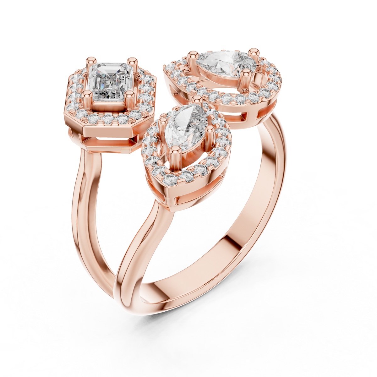 Elowen Trilogy Halo Lab Grown Diamond Ring
