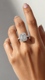Aurelia Emerald-Cut Halo Lab Grown Diamond Ring