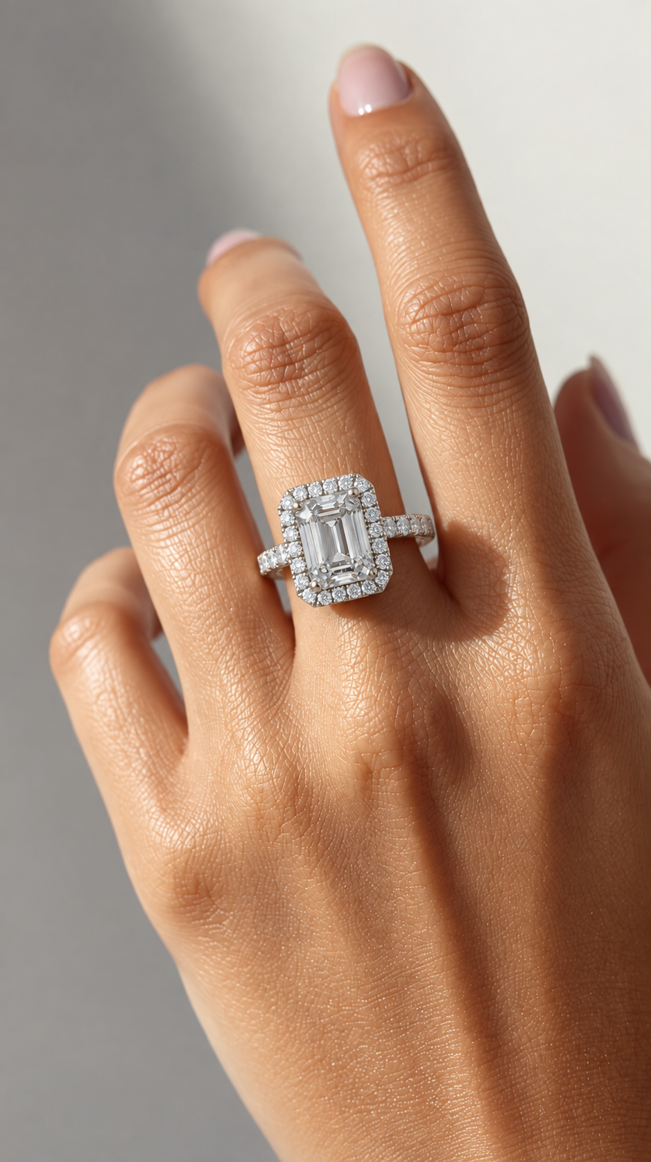 Aurelia Emerald-Cut Halo Lab Grown Diamond Ring