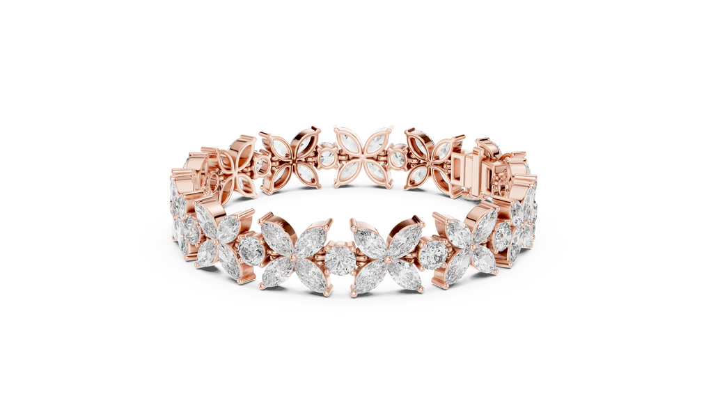 Floravelle Four-Petal Marquise Flower Lab Grown Diamond Bracelet