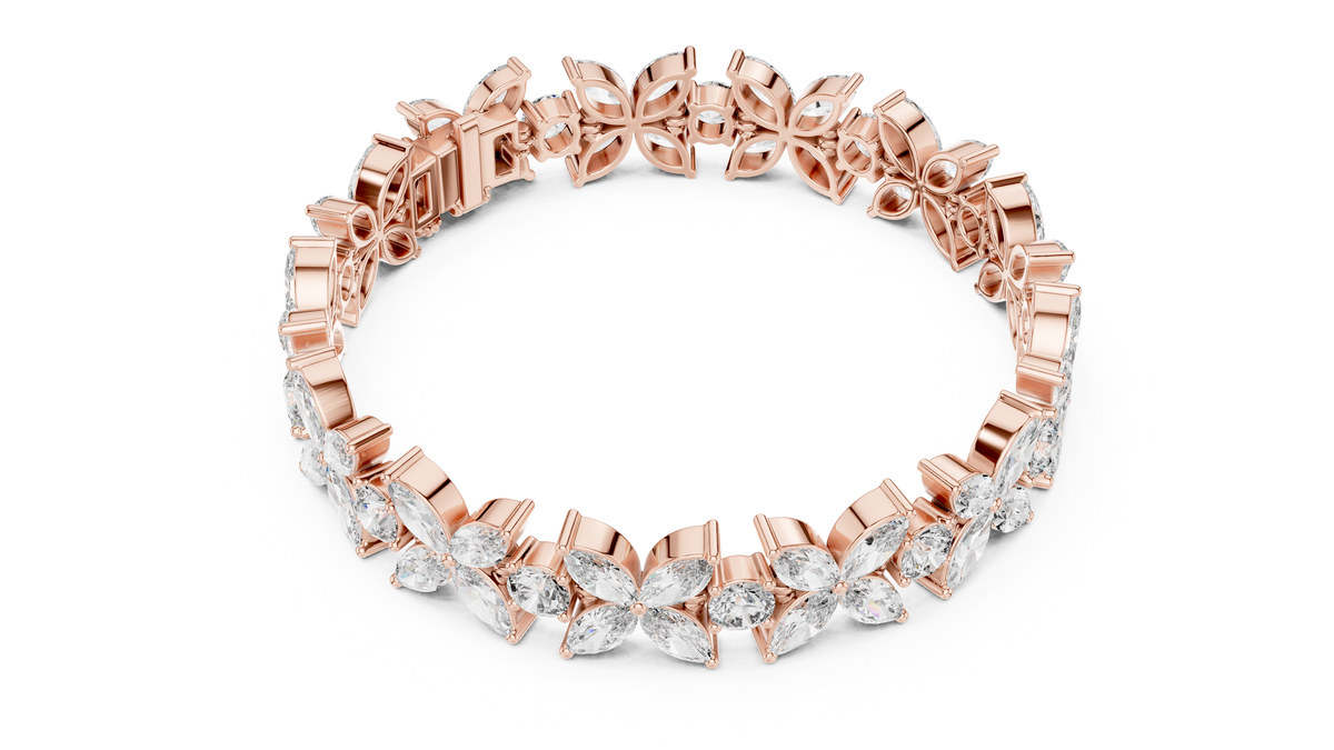 Floravelle Four-Petal Marquise Flower Lab Grown Diamond Bracelet