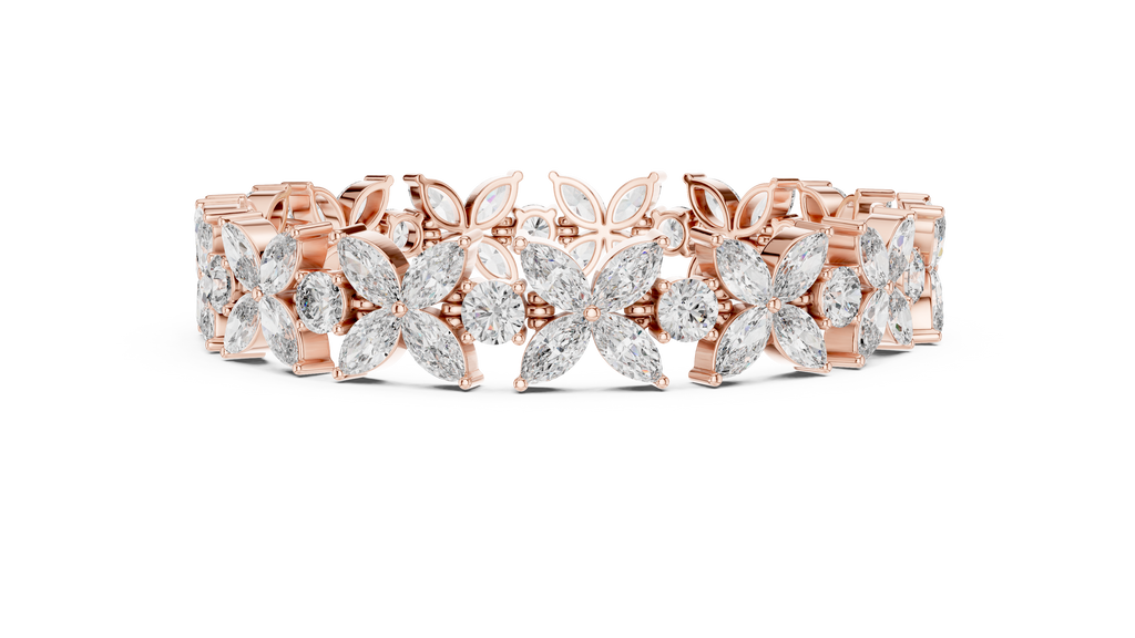 Floravelle Four-Petal Marquise Flower Lab Grown Diamond Bracelet