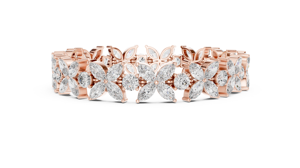 Floravelle Four-Petal Marquise Flower Lab Grown Diamond Bracelet