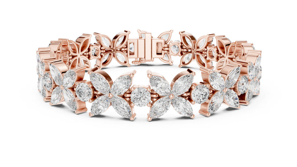 Floravelle Four-Petal Marquise Flower Lab Grown Diamond Bracelet